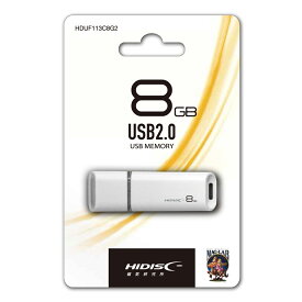 HIDISC USB 2.0 フラッシュドライブ 8GB 白 キャップ式 HDUF113C8G2[M便1/2]