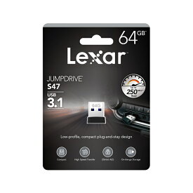 最大読込速度：250MB/秒 Lexar USB 3.1 Jump Drive S47 USBフラッシュドライブ 64GB LJDS047064G-BNBNJ
