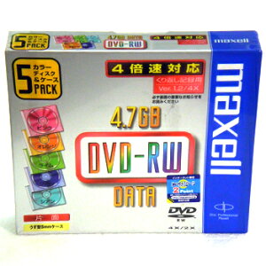 �y����؂��Ɓz MAXELL DVD-RW ���f�B�A �J��Ԃ��L�^�p 4�{���Ή� 5������ 5�F�J���[�f�B�X�N 5mm�X�����P�[�X ���� �m���v�����^�u�� DRW47MIXC.1P5S