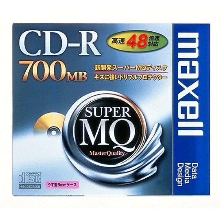 楽天市場】【お取り寄せ商品】maxell CD-R SuperMQシリーズ データ用 700MB 2-48倍速対応 1枚 5mmslimケース入り  一回記録用 ラインアップ標準品 キズに強いトリプルプロテクター CDR700S.1P : フラッシュストア