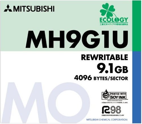 三菱化学メディア 5.25インチ MOディスク 9.1GB 1枚 スリーブケース入 （4096バイト／セクタ） 14倍容量 書き換え型 アンフオーマット MH9G1U