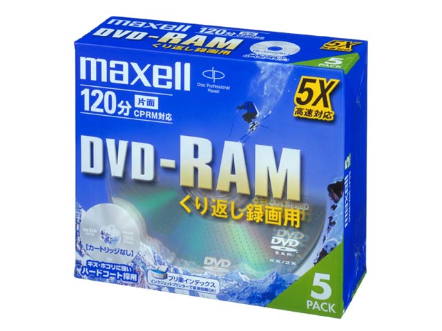 【アウトレット】マクセル くり返し録画用 CPRM対応 DVD-RAM 120分 4.7GB 5倍速 5枚パック DRM120C.1P5S**