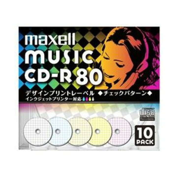 楽天市場 お取り寄せ商品 Maxell Cd R 音楽用 80分 10枚 5mmslimケース入り インクジェットプリンター対応 デザインプリントレーベル チェックパターン 5色カラーmix Cdra80pmix S1p10s フラッシュストア