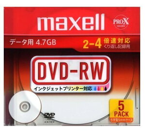 y񂹏izmaxell DVD-RW fBA f[^p 4.7GB 2-4{Ή 5 5mmslimP[X zCgv^u CNWFbgv^[Ή DRW47PWC.S1P5S A