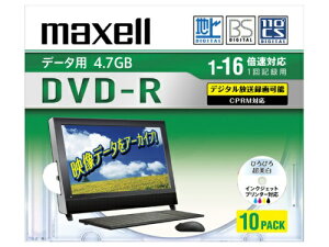 �y�����񂹏��i�zmaxell DVD-R �f�[�^�p CPRM�Ή� 4.7GB 1-16�{���Ή� 10�� 5mmslim�P�[�X���� �Ђ�т뒴�������C�h�v�����^�u�� �C���N�W�F�b�g�v�����^�[�Ή� DRD47WPD.10S