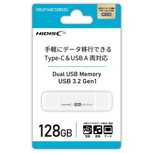 HIDISC OTG USB 128GB Type-CUSB-A ΉI]L݊ HDUF148C128G3C