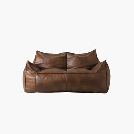 【韓国発フレジア】トム・ビーズクッションソファ 2人掛けソファ ビーズクッション コンパクト 軽い レザー ヴィンテージ フロアソファ 座椅子 インテリア