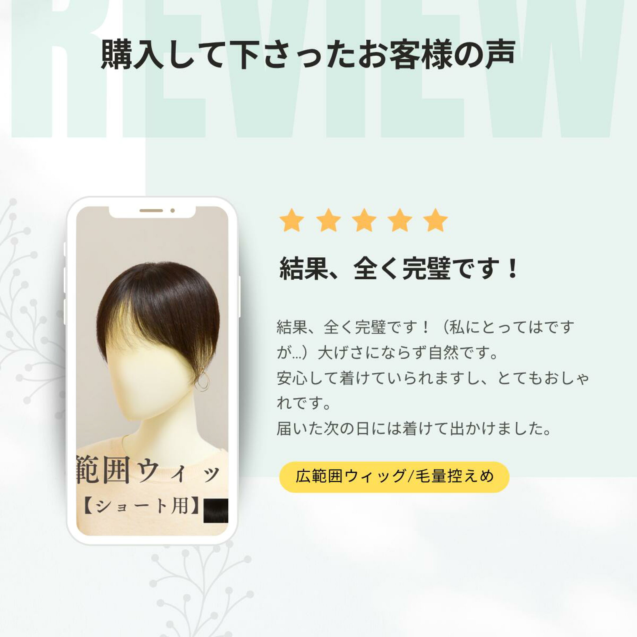 広範囲ウィッグ毛量控えめ