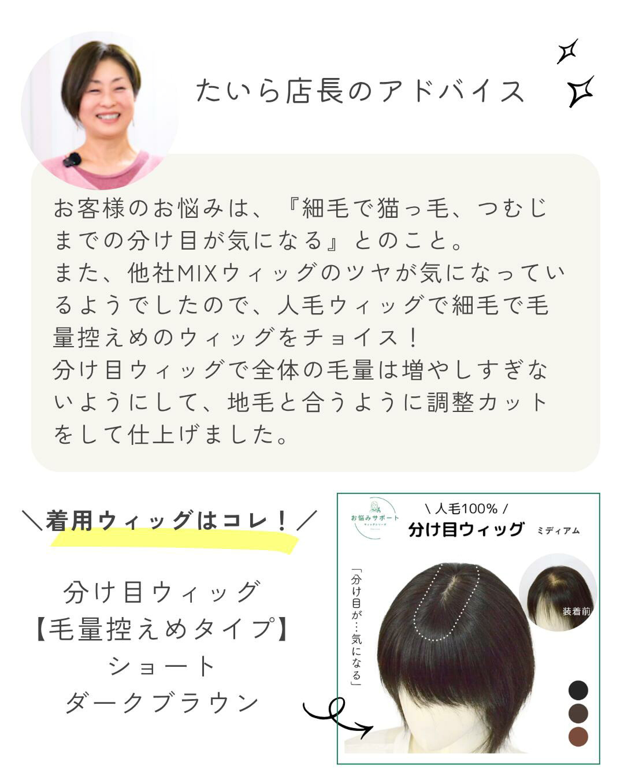 分け目ウィッグ