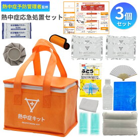 熱中症対策 熱中症応急処置セット フラバ 【3個セット】2026年度版 熱中症グッズ 暑さ対策 応急処置マニュアル有　熱中症対策キット オフィス スポーツ 習い事 農作業 野外作業 労働安全労働規則対応 大容量　大人数 塩タブレット 冷却材