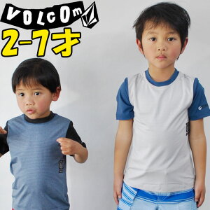 VOLCOM �{���R�� �L�b�Y ���b�V���K�[�h �yY�yStripe Heather S/S Rashguard Little Youth �zKids 3-7�ˌ����y�����z �@���H���R�� �y�ԕi���OUTLET�z