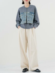 �y2026SS�V���i�z�f�j��×���̎q�҂݃j�b�g�u���]�� BLANCbasque �u�����o�X�N �A�E�^�[ �j�b�g�u���]�� �u���]�� �t �_�E�� BB60-501 �~���^���[�u���]�� �A�t�E�^�[ �V���[�g�� �f�j�� �h�b�L���O