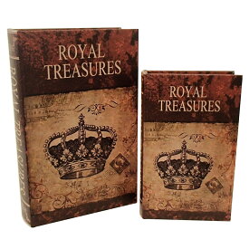 ブックボックス『ROYAL TREASURES』ブック型収納ボックス　S・L各1セット/小物入れ/インテリア雑貨