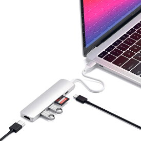 Satechi V2 スリム マルチ USBハブ Type-C 4K HDMI, カードリーダー, USBポート3.0x2 MacBook Pro 2016以降, MacBook Air 2018以降, iPad Pro など対応 (シルバー)