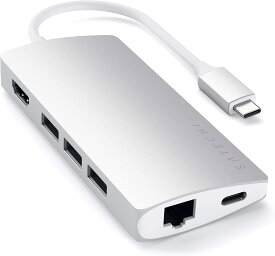 Satechi V2 マルチ USB-C ハブ 8-in-1 (シルバー) 4K HDMI(60Hz), イーサネット, USBC PD充電, SDカードリーダー, USB3.0ポートx3