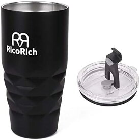 RicoRich ステンレスタンブラー Tritan質材な蓋付き 真空断熱 二重構造 550ml　ブラック RRWB09-BK