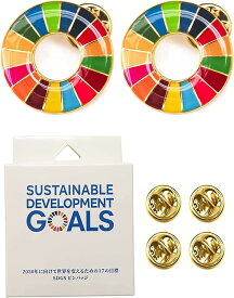 2個セット SDGsバッジ ミラーコーティング 国連正規品 表面が丸み 立体感バッチ 鮮やかな色合い 留め具付き 最新包装改良