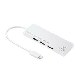 サンワサプライ USBハブ Type-C接続 (USB3.1/3.0×1ポート/USB2.0×2ポート/SDカード・microSDカードリーダー付き) ホワイト USB-3TCHC16W