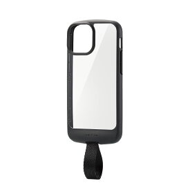エレコム iPhone 13 mini ハイブリッドケース 耐衝撃 TOUGH SLIM LITE フィンガーベルト付き ブラック PM-A21ATSLFCBBK