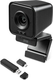 サンワダイレクト WEBカメラ 無線 ワイヤレス 200万画素 1080p マイク付き 広角 Zoom Teams対応 ウェブカメラ USB-C/USB-A対応 400-CAM102