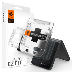 Spigen EZ Fit ガラスフィルム Galaxy Z Flip 5 用 貼り付けキット付き ギャラクシー Z Flip5 全面液晶用 のフルカバー ガラスフィルム 2枚