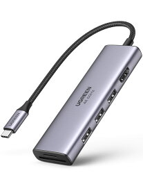 UGREEN USB Cハブ 4K@60Hz HDMI出力 6-IN-1 Type-Cアダプター HDMI 4K 3＊USB 3.0ポート SD/MicroSDカードリーダー Surface Dell MacBook HPXPSなどと互換性のあり
