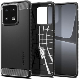 Spigen Xiaomi 13 Pro ケース 耐衝撃 滑り止め 持ちやすい TPU ソフト 米軍MIL規格 耐衝撃 衝撃吸収 傷防止 カメラ保護 ワイヤレス充電 ラギッド・アーマー ACS05325 (マット・ブラック)