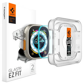 Spigen EZ Fit ガラスフィルム Apple Watch Ultra 49mm 用 貼り付けキット付き apple watch ウルトラ 49mm 対応 保護 フィルム 2枚入