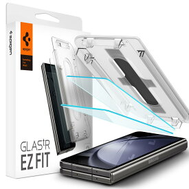 Spigen EZ Fit ガラスフィルム Samsung Galaxy Z Fold 5 用 貼り付けキット付き ギャラクシー Z Fold5 対応 保護 フィルム 2枚入