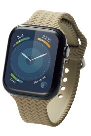 [エレコム] Apple Watch バンド 49mm 45mm 44mm 42mm シリコン 編み込み風 Apple Watch Ultra 2 Ultra SE2 9 8 7 6 5 4 3 2 1 対応 カーキ AW-45BDSCBKH