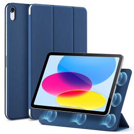 ESR iPad 第10世代 ケース (10.9インチ、2022モデル)専用 強力マグネット吸着式、スリムな三つ折りスタンドケース、自動ウェイク/スリープ、耐久性保護、軽量、シルクのよう滑らか、Reboundシリーズ、ブルー