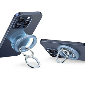 ESR スマホリング マグネット Magsafe リング スマホ落下防止 HaloLock マグセーフ 対応 スマホリングホルダー 指リング バンカーリング 磁石 スマホグリップ 角度調節可能 スマホスタンド 折り畳み iPhone 15/14/13/12シリーズ専用 ブルー