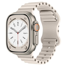 QLTYPRI コンパチブル Apple Watch オーシャンバンド 49mm 45mm 44mm 42mm 41mm 40mm 38mm アップルウォッチ バンスポーツバンド 交換バベルト シリコン製 柔らかい ・
