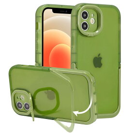 QLTYPRI iPhone 11 用 ケース アイフォン11 ケース クリア キックスタンド付き 特許取得2wayスタンド 透明 TPU スマホケース 薄型軽量 黄変防止 レンズ保護 耐衝撃 ワイヤレス充電対応 スタンド機能 ストラップホール付き 携帯カバー 6.1 インチ 対応 - グリーン