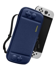 Nintendo Switch対応 tomtoc ハードケース スイッチ有機ELモデル用 耐衝撃 薄型 キャリングケース 落下試験済み ゲーム 10枚収納 ジョイコン 全面保護 濃紺