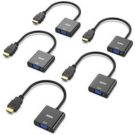 BENFEI 5個 HDMI-VGA(D-SUB)アダプター (オスからメス、逆方向に非対応) 1080pフルHD HDMI to VGAアダプタ コンピューター、デスクトップ、ノートパソコン、PC、モニター、プロジェクター、HDTV、Chromebook、Raspberry Pi、Rokuなどに - ブラック