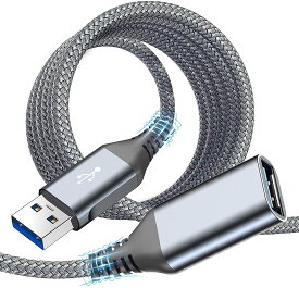 USB 3.0 延長ケーブル 2M USB 延長 タイプAオス-タイプAメス USBケーブル データ高速転送5Gbps USBケーブル 延長コード金メッキコネクタ プリンター、スキャナー、カメラ、ドライブ、USBディスク、マウス、Xbox、キーボードに対応 (グレー)