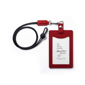 [HANATORA] 本革 縦型 IDカードホルダー IDカードケース パスケース 定期入れ カード入れ シュリンクカーフレザー ハンドメイド ギフトにも最適品 薄型 メンズ レディース ユニセックス Edel HCC05-Red レッド