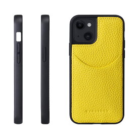 [HANATORA] iPhone13 ケース 本革 シュリンクカーフレザー カードポケット 耐衝撃 ハンドメイド ギフト おしゃれ シンプル 大人可愛い メンズ レディース スマホケース 黄 イエロー CPG-13-Yellow