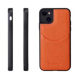 [HANATORA] iPhone 15 Plus ケース 本革 シュリンクカーフレザー カードポケット 耐衝撃 ハンドメイド ギフト おしゃれ シンプル メンズ レディース スマホケース 橙 オレンジ CPG-15Plus-Orange