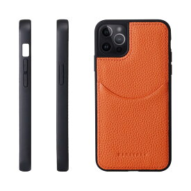 [HANATORA] iPhone 15 Pro Max ケース 本革 シュリンクカーフレザー カードポケット 耐衝撃 ハンドメイド ギフト おしゃれ シンプル メンズ レディース スマホケース 橙 オレンジ CPG-15ProMax-Orange