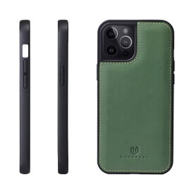 [HANATORA] iPhone 15 Pro Max ケース 本革 スマホケース イタリアンレザー 耐衝撃 ハンドメイド ギフト おしゃれ シンプル 大人可愛い アイフォン グリーン 緑 オオデマリ GS-15ProMax-Green