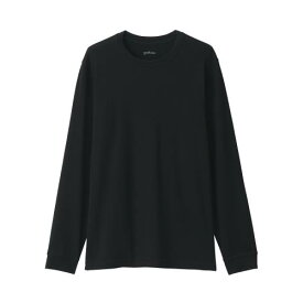 無印良品 紳士 あったか綿 厚手 クルーネック長袖Tシャツ メンズ FA1AFA5A 黒 紳士S