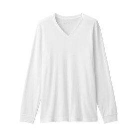 無印良品 紳士 あったか綿 厚手 Vネック長袖Tシャツ メンズ FA1ARA5A 白 紳士L