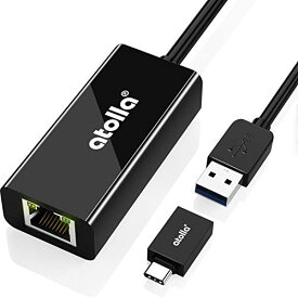 atolla Switch有線LANアダプター USB LAN 変換アダプター USB To RJ45 1Gbps高速通信 USB3.0 Type-C LANケーブル イーサネットアダプタ ギガビット 有線ランアダプター スイッチ/Windows/Mac OS/Linus/iPad等対応