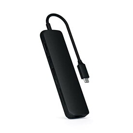 Satechi イーサネット付き スリム 7in1 USB-Cハブ (ブラック) 4K HDMI(60Hz), USB-C PD(60W), 2xUSB-A, SD/Microカードスロット (MacBookPro/Air/M1/M2, iPad Proなど対応）