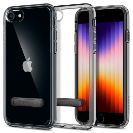 Spigen iPhone SE3 ケース 第3世代 2022 iPhone SE2 ケース 第2世代 iPhone7用ケース iPhone8用 ケース [ キックスタンド搭載 ] 全透明 置き対応 角度調整可能 米軍MI