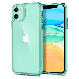 Spigen iPhone11ケース クリア 耐衝撃 米軍MIL規格取得 カメラ保護 衝撃吸収 全面 PC TPU 二層構造 Qi充電 ワイヤレス充電 アイフォン11ケース シュピゲン ウルトラ・ハイブリッド ACS00406 (グリーン・クリスタル)