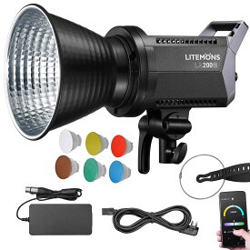 Godox LA200D ビデオライト、CRI 96+、TLCI 97+ FX エフェクト、YouTuber、ライブストリーマー、ビデオメーカー、商業プロデューサー向けGodox Light APPをサポート (LA200D)