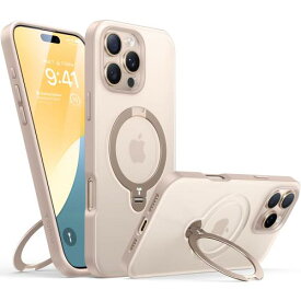 デザートチタニウム専用色・マット感TORRAS iPhone 16 Pro 用 ケース ゼンマイ式スタンドカチッ！2024新開発・安定性縦横両対応 リング マグネット搭載 MagSafe対応 ・